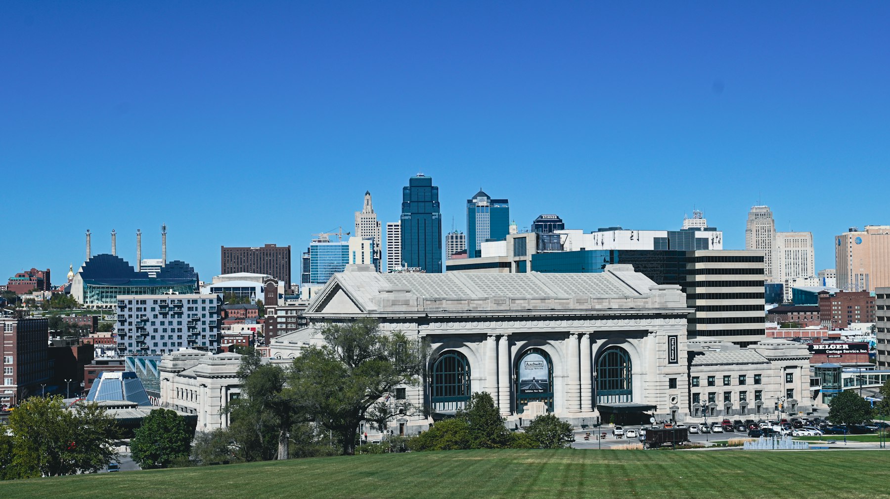 Kansas City skyline at dusk, representing STIGMA's Kansas City founding base.